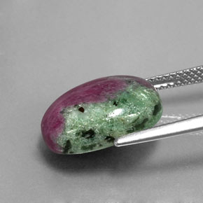 Rubino-zoisite naturale multicolore da 9,17 ct, taglio ovale, opaco