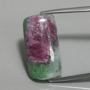 Rubino-zoisite naturale multicolore da 14,49 ct, taglio a cuscino, opaco
