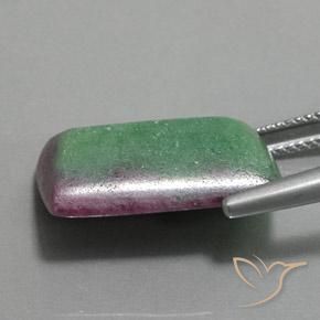 Rubino-Zoisite Multicolore naturale da 16.86 ct, Taglio a baguette, Opaco