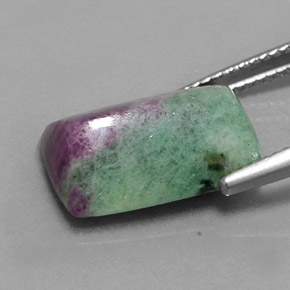 Rubino-Zoisite Multicolore naturale da 9.36 ct, Taglio a baguette, Opaco