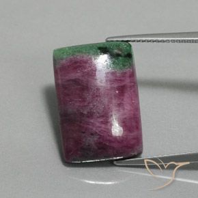 18.36ct Naturale Multicolore Rubino-Zoisite, Taglio a baguette, Opaco