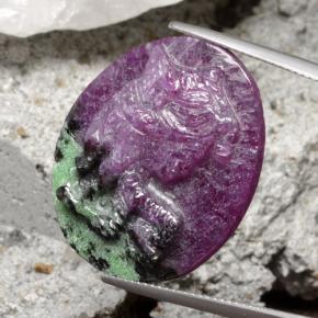Rubino-Zoisite Multicolore naturale da 31.70 ct, Taglio ovale, Opaco