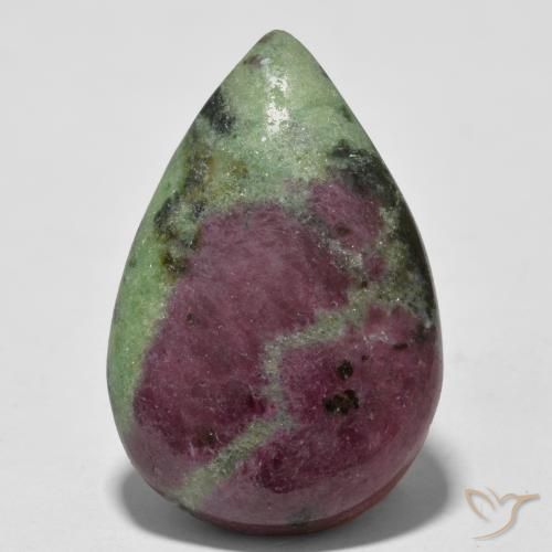 29.84ct Naturale Multicolore Rubino-Zoisite, Forma a pera, Opaco