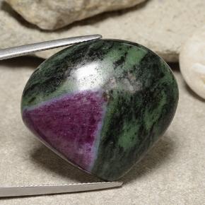 Rubino-zoisite naturale multicolore da 56,65 ct, taglio a pera, opaco