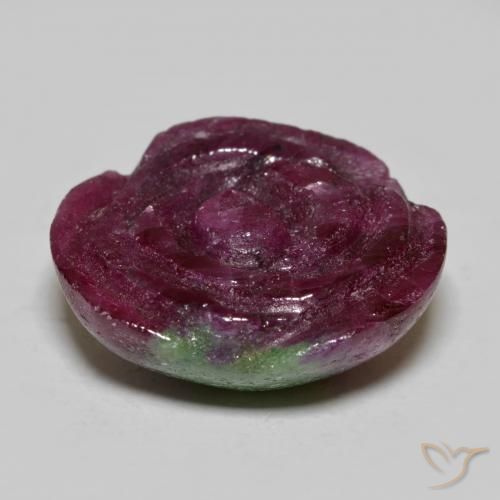 Rubino-Zoisite Multicolore naturale da 20.70 ct, Taglio a fiore, Opaco