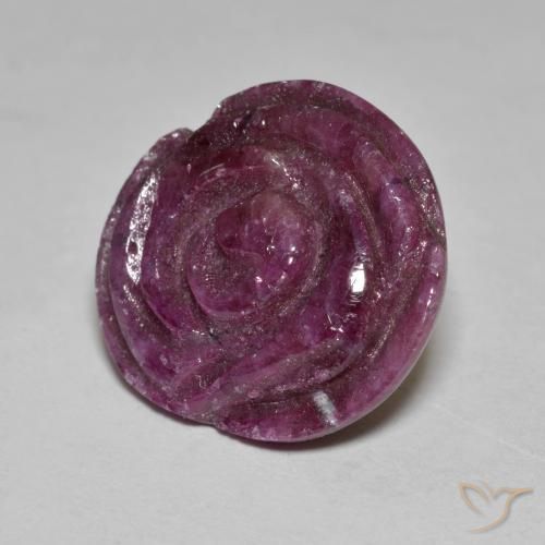 Rubino-Zoisite Rosso lampone naturale da 13.84 ct, Taglio a fiore, Opaco