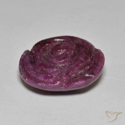 Rubino-Zoisite Rosso lampone naturale da 13.84 ct, Taglio a fiore, Opaco