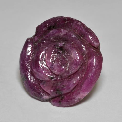 Rubino-zoisite naturale porpora da 13,40 ct, taglio fiore, opaco