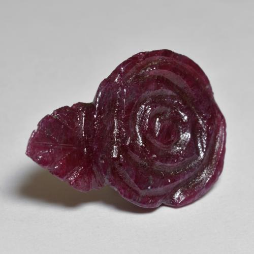 Rubino-zoisite naturale porpora da 13,57 ct, taglio fiore, opaco