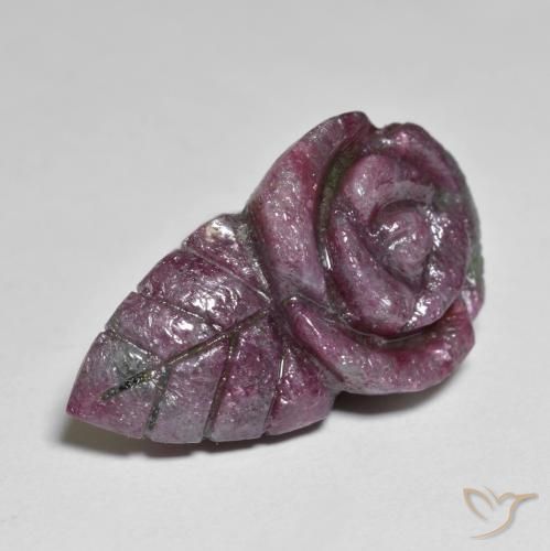 Rubino-Zoisite Multicolore naturale da 19.47 ct, Taglio a fiore, Opaco