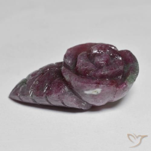 Rubino-Zoisite Multicolore naturale da 19.47 ct, Taglio a fiore, Opaco