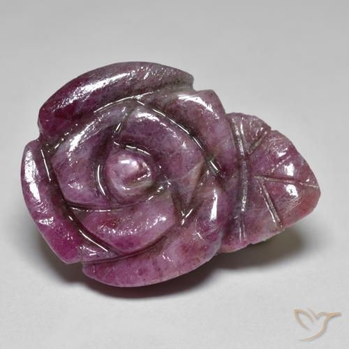 Rubino-Zoisite Vino rosso naturale da 31.30 ct, Taglio a fiore, Opaco