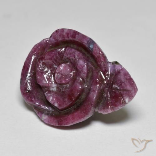 Rubino-Zoisite Rosso scuro naturale da 16.10 ct, Taglio a fiore, Opaco