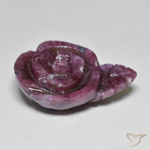 Rubino-Zoisite Rosso scuro naturale da 16.10 ct, Taglio a fiore, Opaco