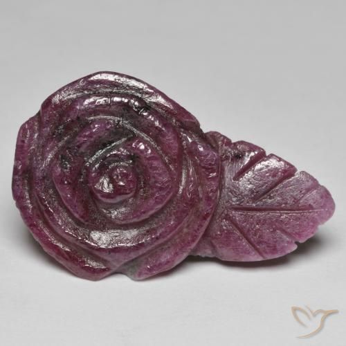 27.03ct Naturale Rosso scuro Rubino-Zoisite, Taglio a fiore, Opaco