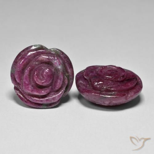 Gemme di Rubino-Zoisite Multicolore naturale da 37.71 ct, Taglio a fiore, Opaco
