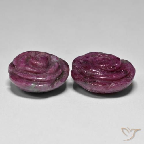 Gemme di Rubino-Zoisite Multicolore naturale da 37.71 ct, Taglio a fiore, Opaco