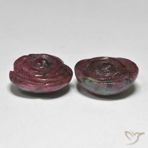 Gemme di Rubino-Zoisite Multicolore naturale da 31.97 ct, Taglio a fiore, Opaco