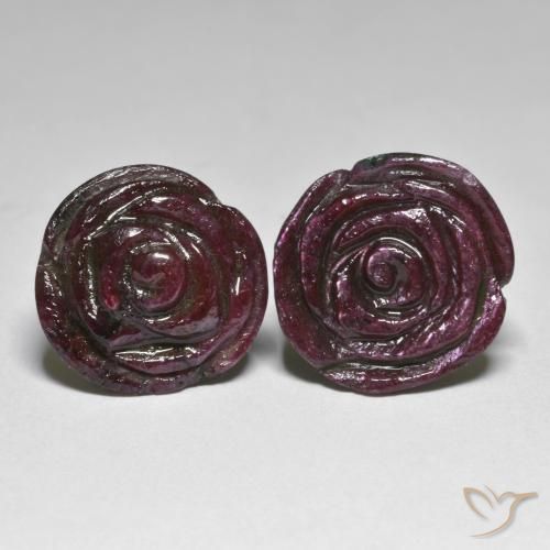 26.55ctw Naturale Rosso mogano Rubino-Zoisite, Taglio a fiore, Opaco
