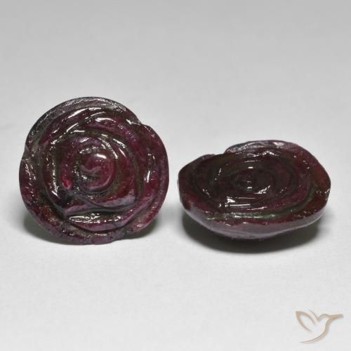 Gemme di Rubino-Zoisite Rosso mogano naturale da 26.55 ct, Taglio a fiore, Opaco