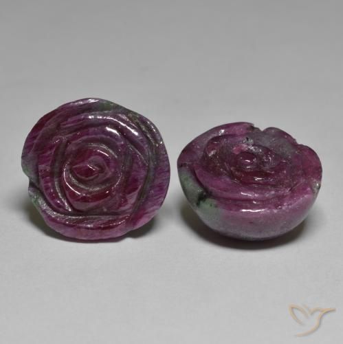 36.31ctw Naturale Multicolore Rubino-Zoisite, Taglio a fiore, Opaco