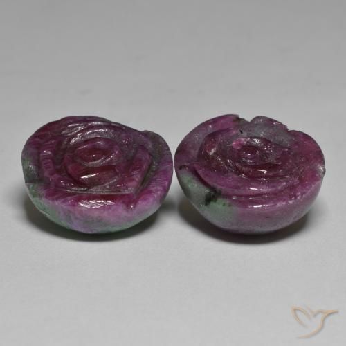 Gemme di Rubino-Zoisite Multicolore naturale da 36.31 ct, Taglio a fiore, Opaco