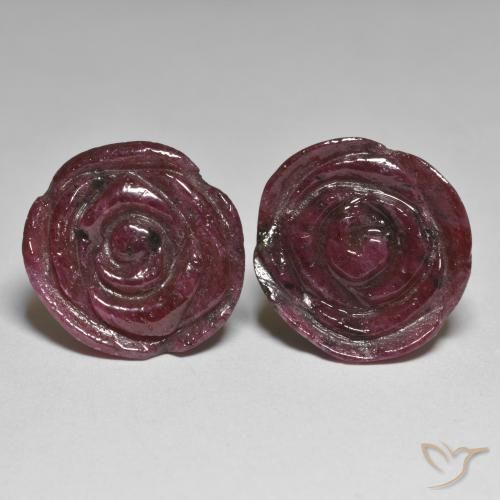33.71ctw Naturale Rosso mogano Rubino-Zoisite, Taglio a fiore, Opaco