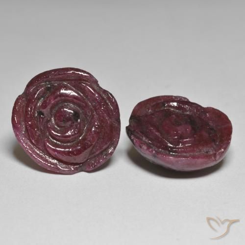 Gemme di Rubino-Zoisite Rosso mogano naturale da 33.71 ct, Taglio a fiore, Opaco