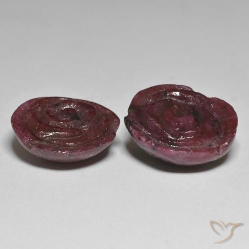 Gemme di Rubino-Zoisite Rosso mogano naturale da 33.71 ct, Taglio a fiore, Opaco