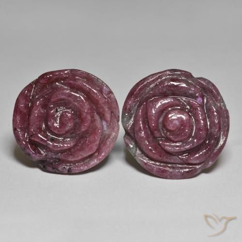 59.96ctw Naturale Multicolore Rubino-Zoisite, Taglio a fiore, Opaco