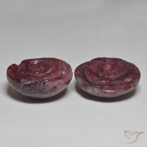 Gemme di Rubino-Zoisite Multicolore naturale da 59.96 ct, Taglio a fiore, Opaco