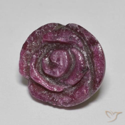 Rubino-Zoisite Viola medio-scuro naturale da 15.85 ct, Taglio a fiore, Opaco