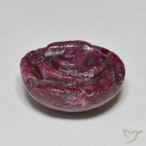 Rubino-Zoisite Viola medio-scuro naturale da 15.85 ct, Taglio a fiore, Opaco