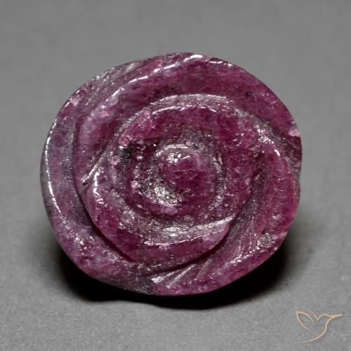 Rubino-Zoisite Viola medio-scuro naturale da 16.43 ct, Taglio a fiore, Opaco
