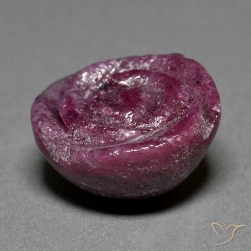 Rubino-Zoisite Viola medio-scuro naturale da 16.43 ct, Taglio a fiore, Opaco