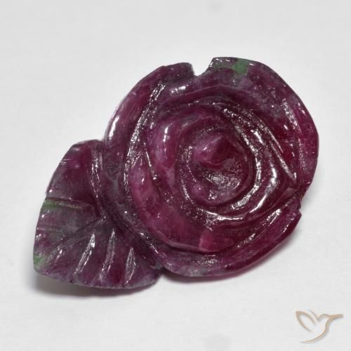 25.11ct Naturale Multicolore Rubino-Zoisite, Taglio a fiore, Opaco
