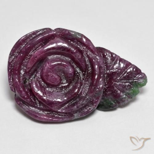 Rubino-Zoisite Multicolore naturale da 30.44 ct, Taglio a fiore, Opaco
