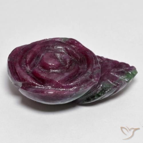 Rubino-Zoisite Multicolore naturale da 30.44 ct, Taglio a fiore, Opaco