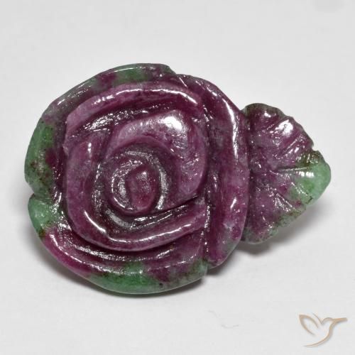 23.91ct Naturale Multicolore Rubino-Zoisite, Taglio a fiore, Opaco
