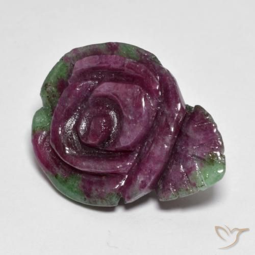 Rubino-Zoisite Multicolore naturale da 23.91 ct, Taglio a fiore, Opaco