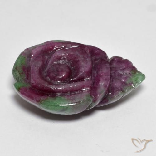Rubino-Zoisite Multicolore naturale da 23.91 ct, Taglio a fiore, Opaco