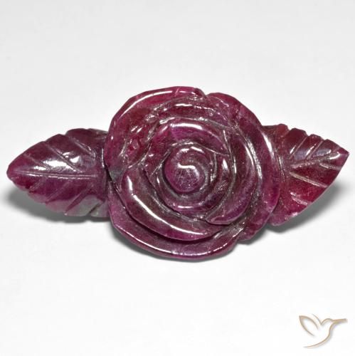 73.22ct Naturale Vino rosso Rubino-Zoisite, Taglio a fiore, Opaco