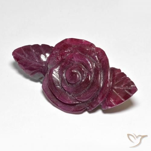 Rubino-Zoisite Vino rosso naturale da 73.22 ct, Taglio a fiore, Opaco
