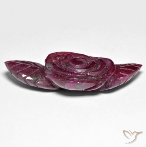 Rubino-Zoisite Vino rosso naturale da 73.22 ct, Taglio a fiore, Opaco