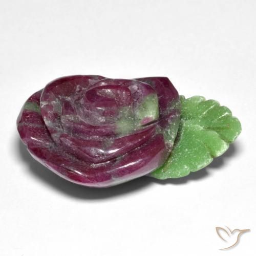 Rubino-zoisite naturale multicolore da 44,29 ct, taglio fiore, opaco