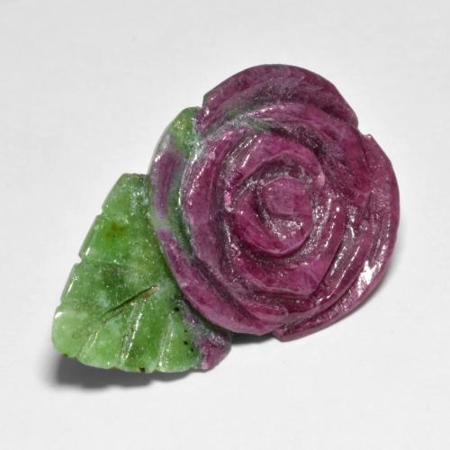 Rubino-zoisite naturale multicolore da 37,58 ct, taglio fiore, opaco