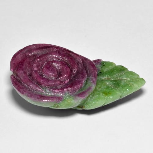 Rubino-zoisite naturale multicolore da 37,58 ct, taglio fiore, opaco