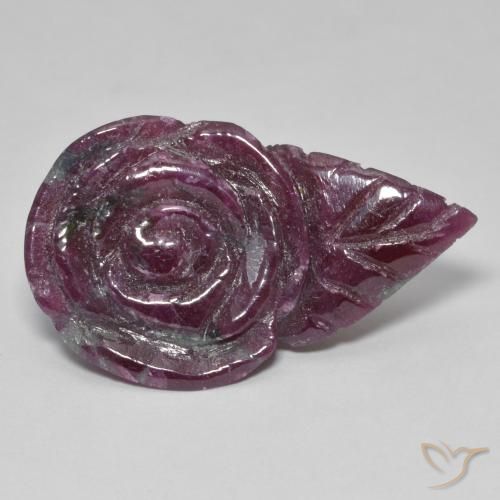 Rubino-Zoisite Multicolore naturale da 37.52 ct, Taglio a fiore, Opaco
