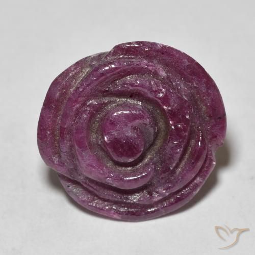 16.50ct Naturale Magenta-rosa scuro Dark Rubino-Zoisite, Taglio a fiore, Opaco