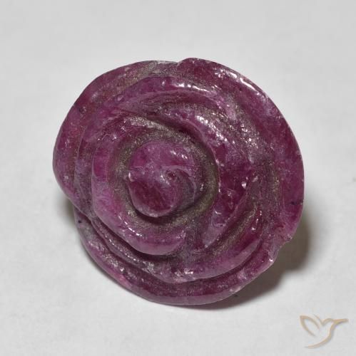 Rubino-Zoisite Magenta-rosa scuro Dark naturale da 16.50 ct, Taglio a fiore, Opaco